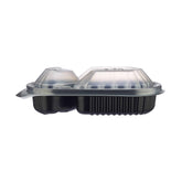 Black Base Rectangular 2 - Compartment Container 250 Pieces - hotpackwebstore.com - Black Base Containers